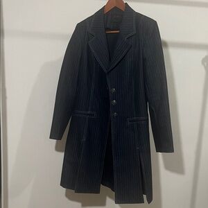 Ashro Women's Charcoal Pinstripe Trench Coat